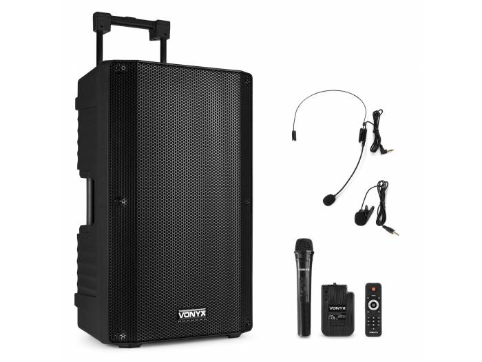 ALTAVOZ PORTATIL 15" VONYX VSA700-BP 1000W (AUX-BT-SD-USB) + MICRO + PETACA