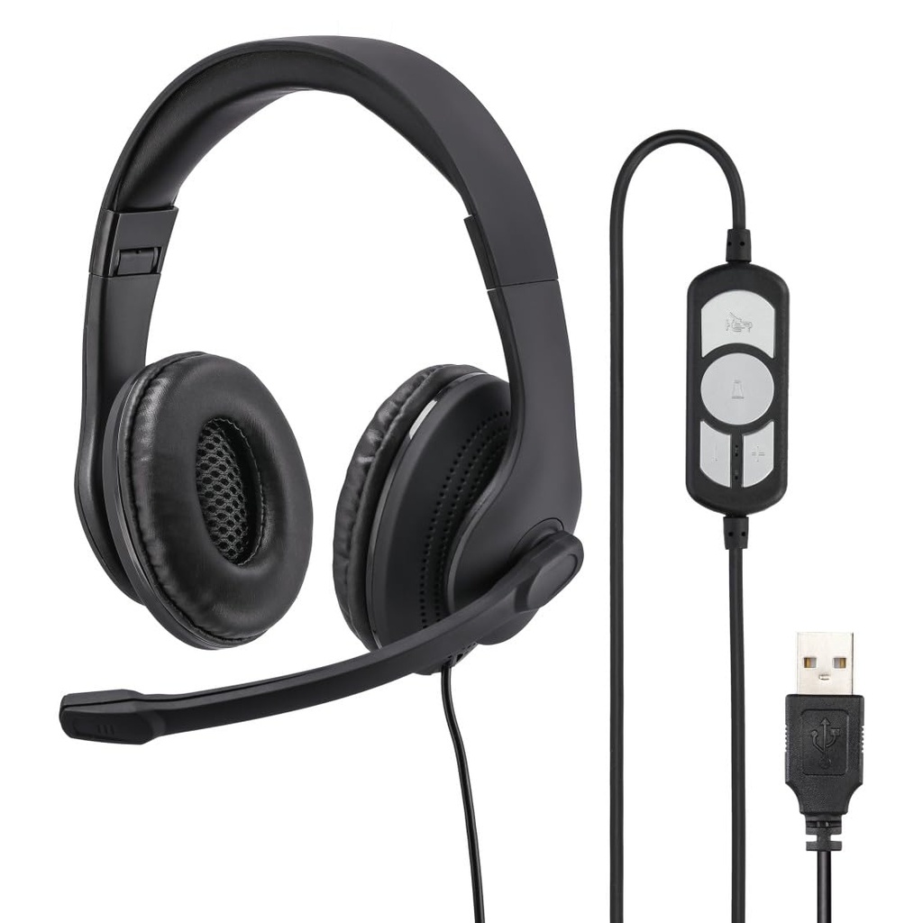 AURICULARES DIADEMA CON MICRO HAMA HS-USB300 USB / CONTROL VOLUMEN / MUTE