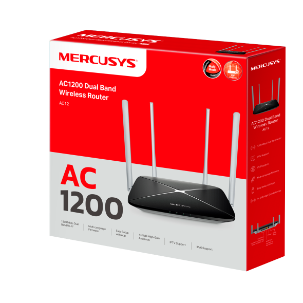 ROUTER WIFI AC1200 MERCUSYS AC12 (4 ANTENAS) (3 FAST)