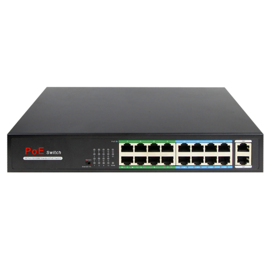 SWITCH 16 PUERTOS POE + 2 UPLINK SAFIRE SW1816POE-160-E 160W (FAST)