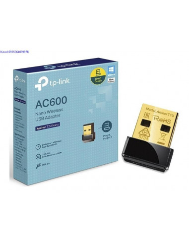 TARJETA DE RED WIFI USB AC600 TP-LINK ARCHER T2U NANO