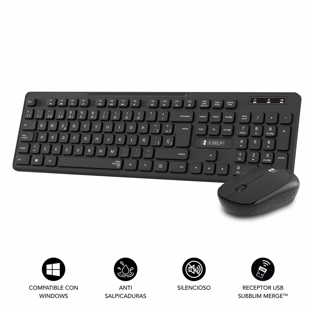 TECLADO + RATON INALAMBRICOS SUBBLIM COMBO BUSINESS SLIM DE CABLE