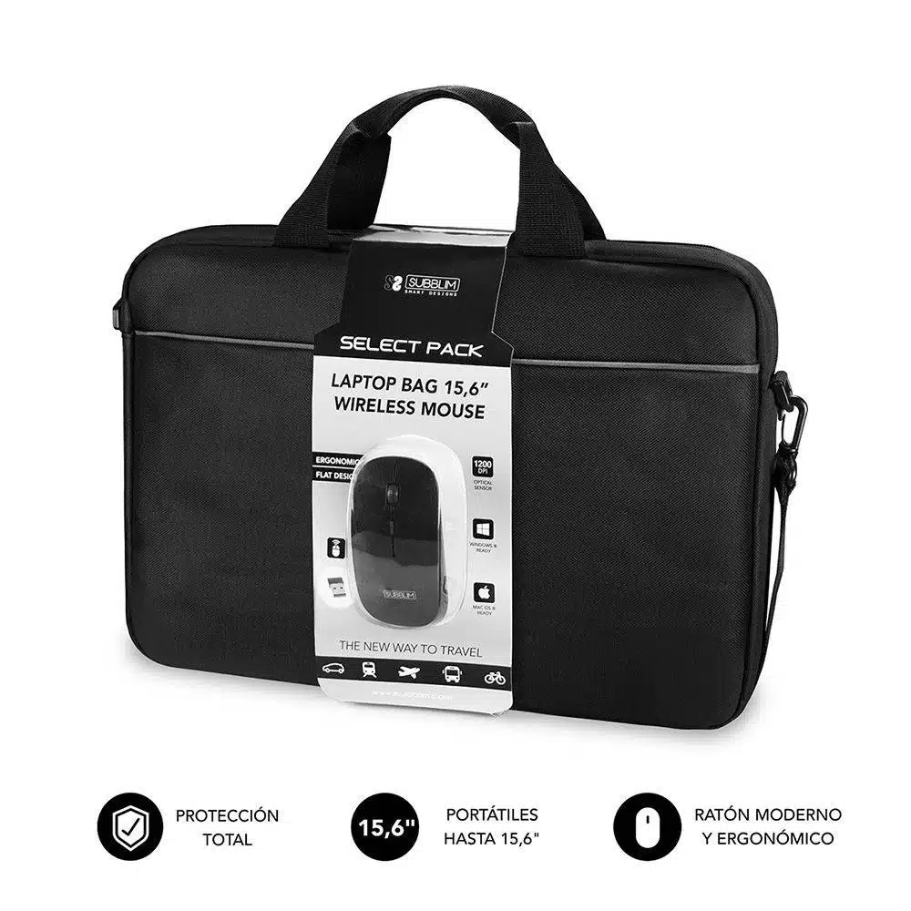 MALETIN PORTATIL 15,6" SUBBLIM + RATON INALAMBRICO SLIM SUB-LB-2SP0050