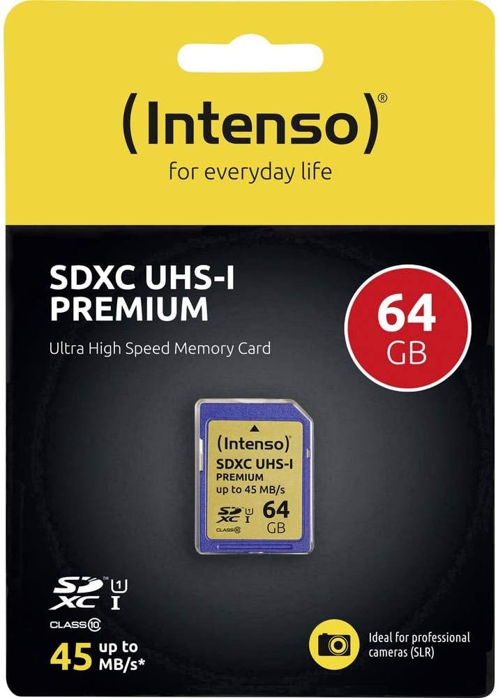 TARJETA MEMORIA SECURE DIGITAL SDXC 64GB 90/10MBS C10 U1 FULL HD INTENSO 3421490