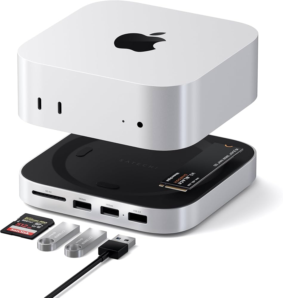HUB PARA MAC MINI (M4) CON CAJA PARA DISCO SSD NVME DE SATECHI