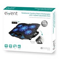 BASE REFRIGERACION PORTATIL 17" 80CFM 25DB 2500RPM 2xUSB 5xVENTILADORES EWENT EW1259
