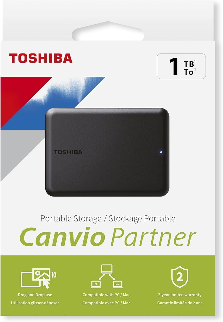 DISCO DURO EXTERNO 2,5" 1TB USB 3.2 TOSHIBA CANVIO PARTNER HDTB510EK3AB (EXFAT MAC/WIN)