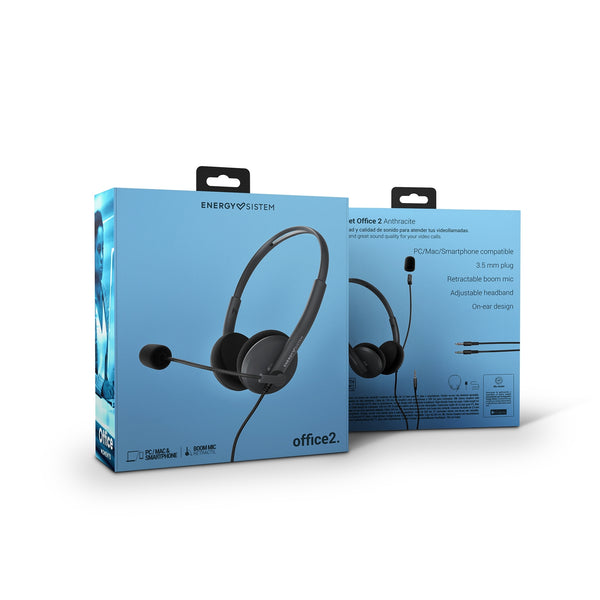 AURICULARES DIADEMA CON MICRO (1xJACK 3,5MM + ADAP A 2xJACK) ENERGY SISTEM OFFICE 2 452132