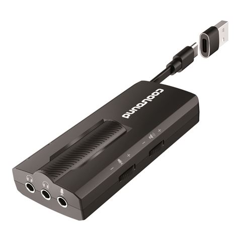 TARJETA SONIDO 7.1 EXTERNA USB-C + ADAPTADOR A USB-A CONTROL VOLUMEN COOLSOUND CS0243