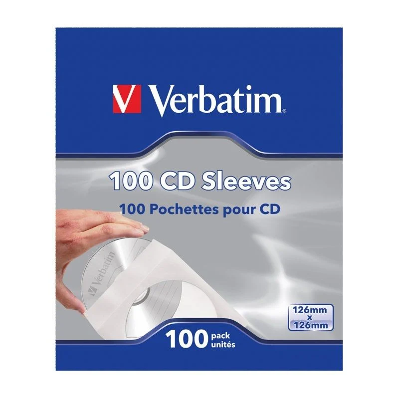 FUNDAS PAPEL CD/DVD VERBATIM SLEEVES (CAJA 100 UDS) 49976