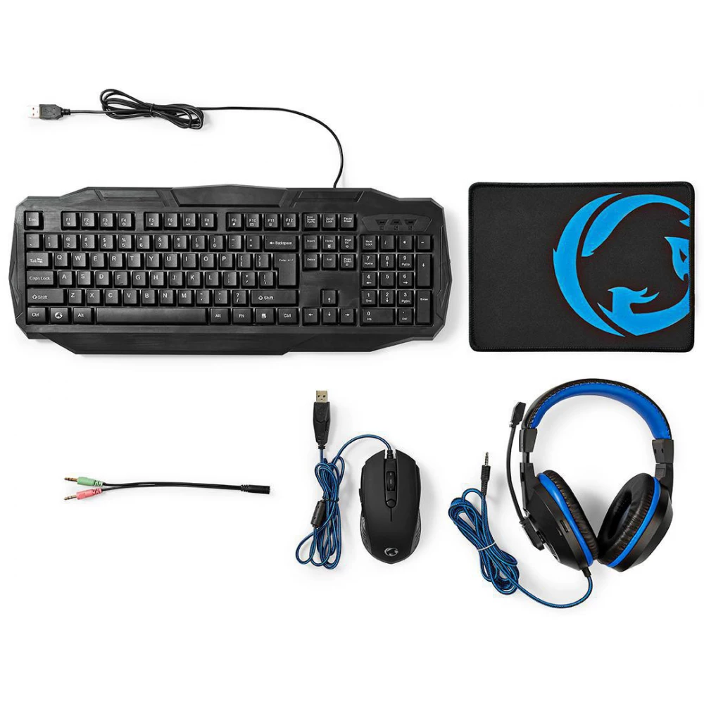 KIT GAMING TECLADO + RATON + AURICULARES + ALFOMBRILLA NEDIS UPIA GCK41100