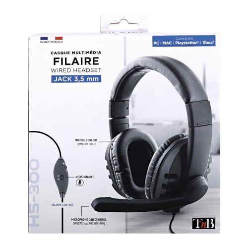[Z021456] AURICULARES DIADEMA CON MICRO TNB HS-300 CONTROL VOLUMEN / MUTE (CABLE 2M) (JACK 3.5)