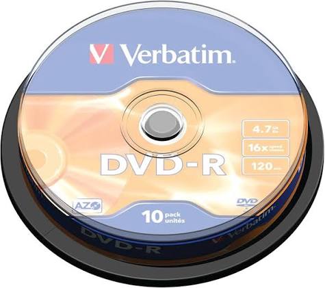 [Z021785] DVD-R VERBATIM 4.7GB 120MIN 16X AZO TARRINA 10 UDS 43523