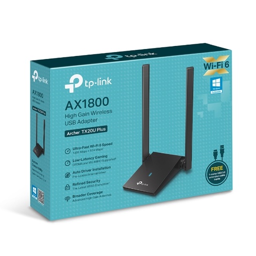 [Z021859] TARJETA RED WIFI USB 3.0 AX1800 2 ANTENAS CABLE 1M TP-LINK ARCHER TX20U PLUS